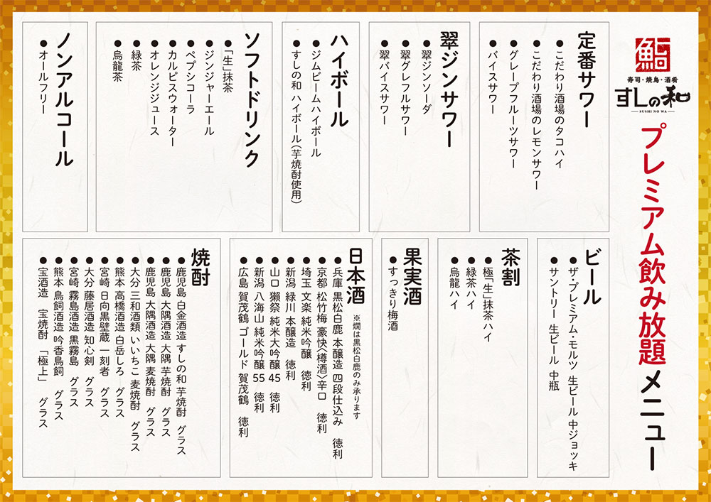 すしの和　コースメニュー